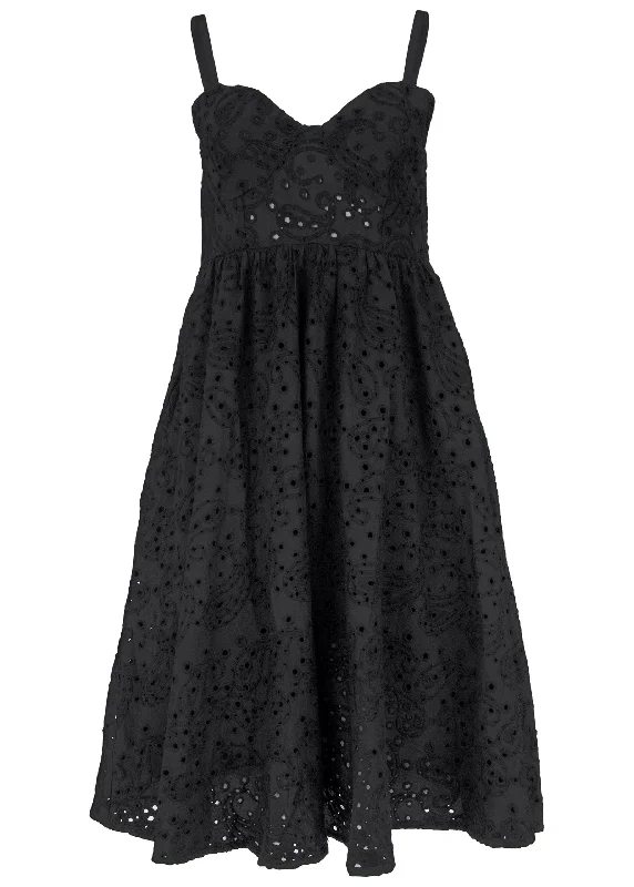 Paisley eyelet dress - Black