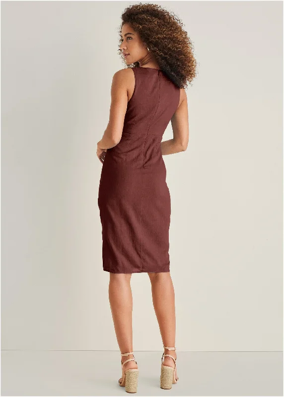 Tie front midi dress - Auburn