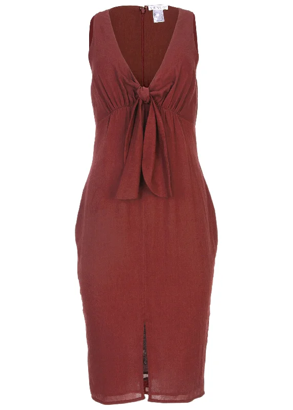 Tie front midi dress - Auburn