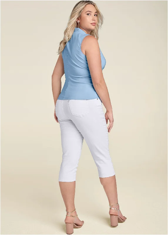 Surplice detailed top - Light Blue