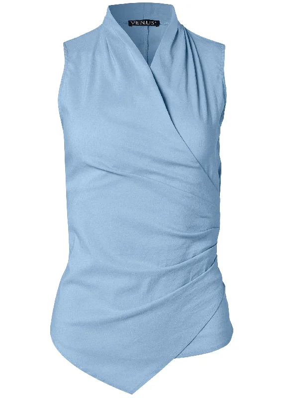 Surplice detailed top - Light Blue