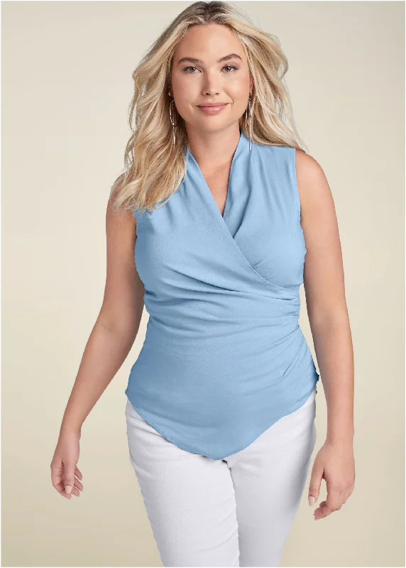 Surplice detailed top - Light Blue