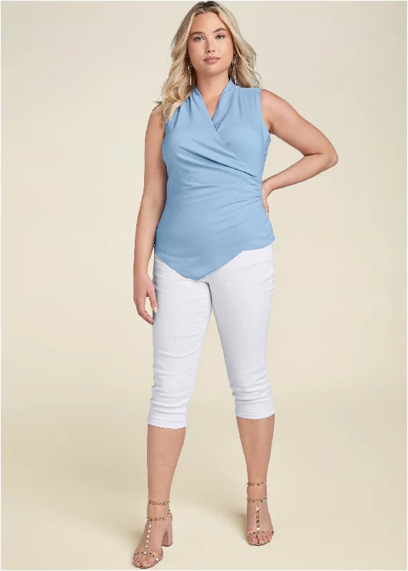 Surplice detailed top - Light Blue