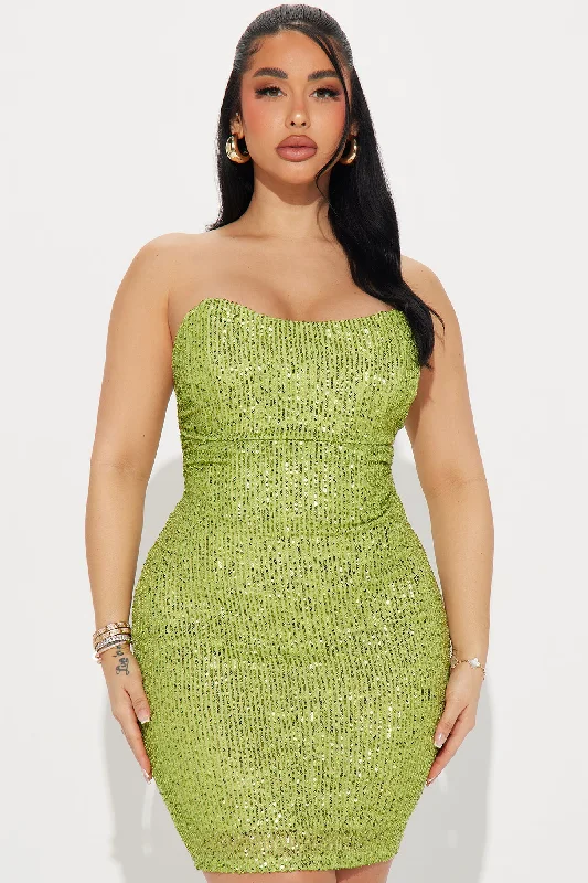 Zahrah Sequin Midi Dress - Chartreuse