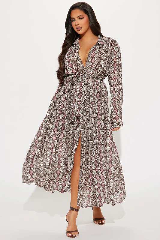 Zara Chiffon Midi Shirt Dress - Grey/combo