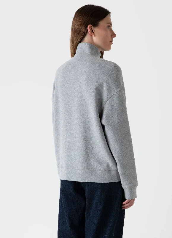 Women's Half Zip Loopback Sweatshirt in Grey Melange