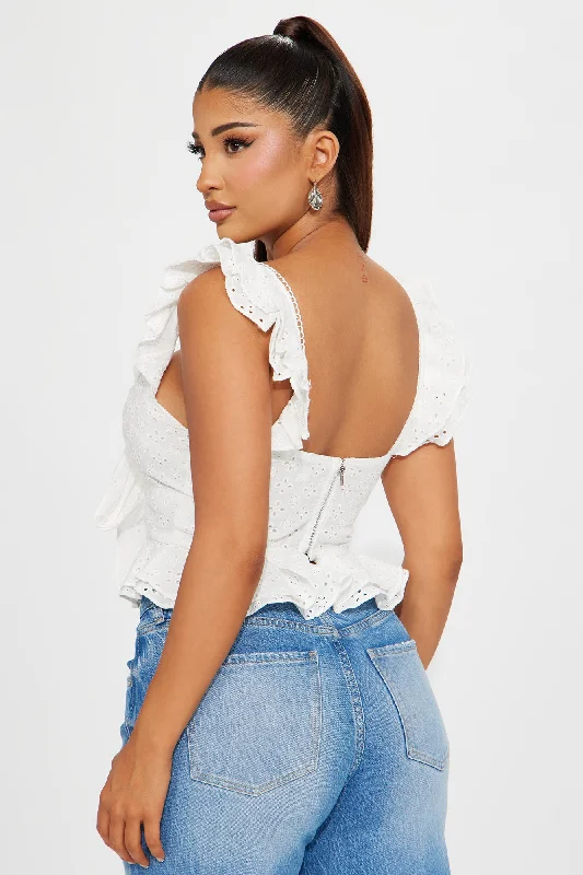 Baby Girl Eyelet Peplum Blouse Top - White