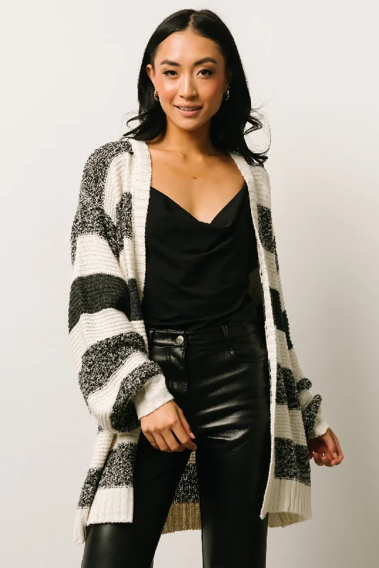 Banff Stripe Cardigan | Black + Ivory