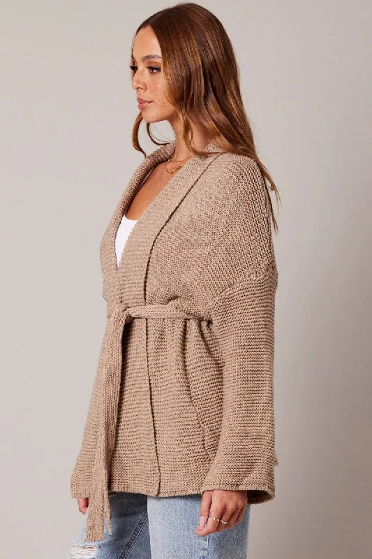 Beige Knit Cardigan