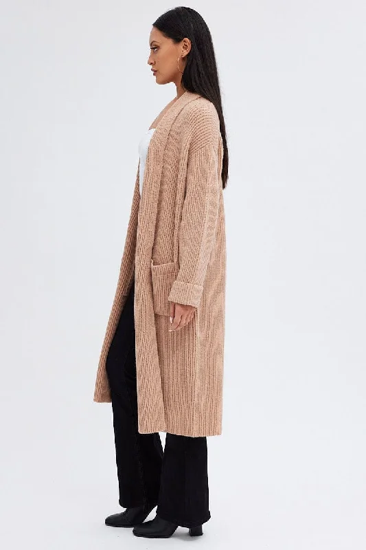 Beige Longline Cardigan