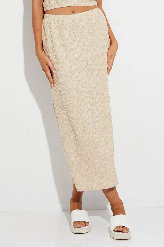 Beige Midi Skirt Bodycon