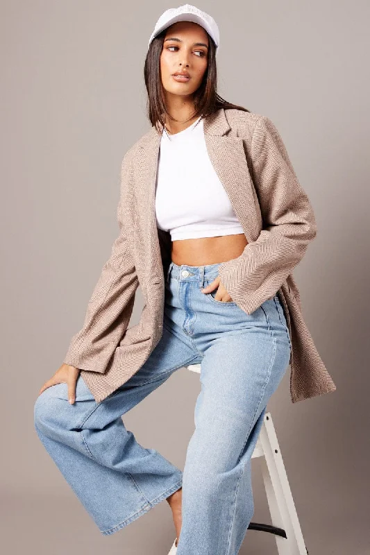 Beige Oversized Blazer Long Sleeve