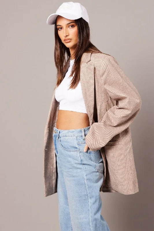 Beige Oversized Blazer Long Sleeve