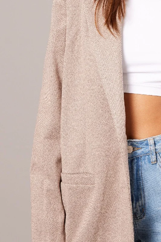 Beige Oversized Blazer Long Sleeve