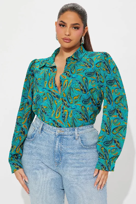 Belize Printed Shirt - Teal/combo