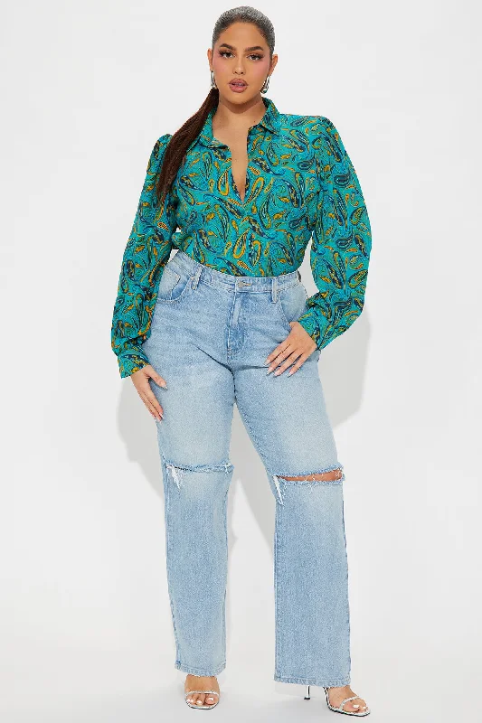 Belize Printed Shirt - Teal/combo