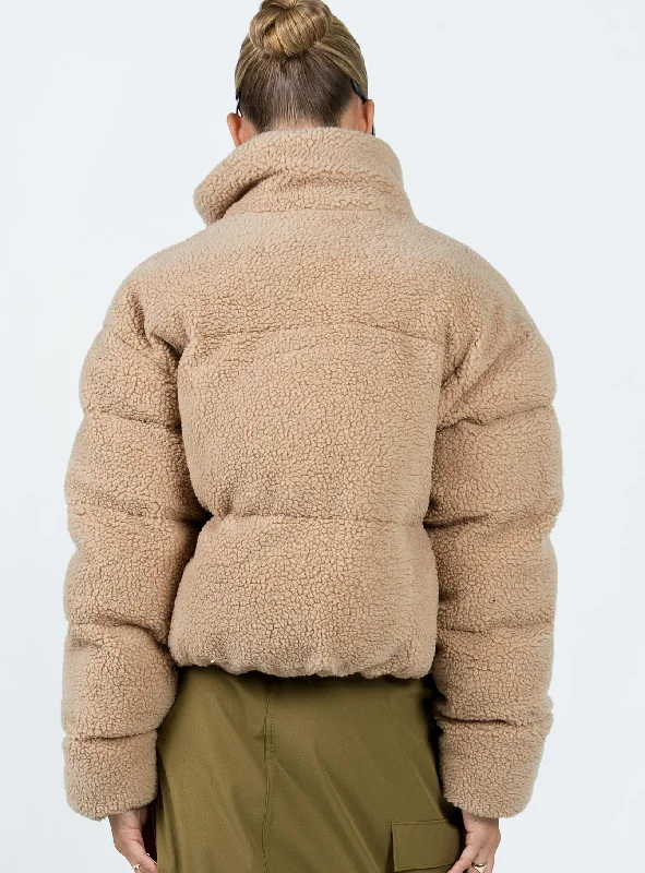 Bennie Teddy Puffer Jacket Beige