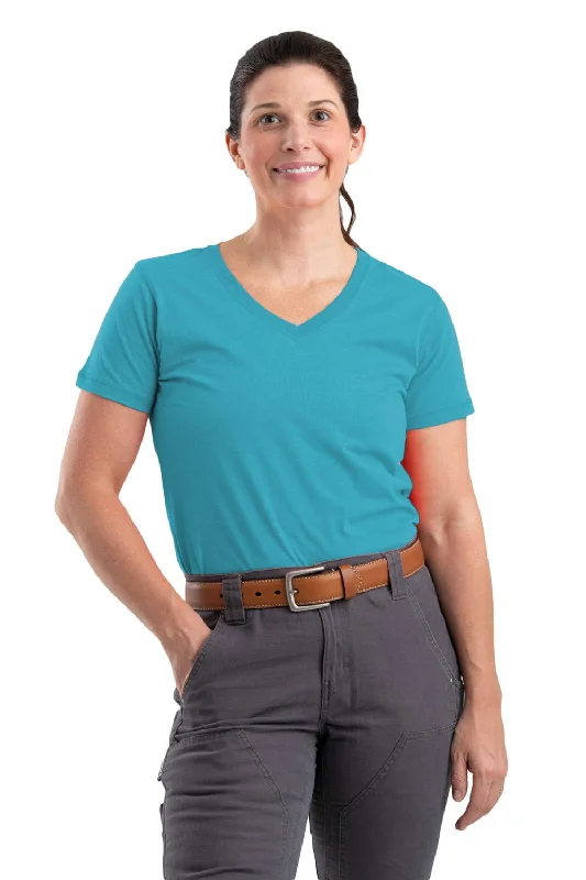 Berne Scuba Blue Cotton Blend Womens Performance V-Neck Tee S/S