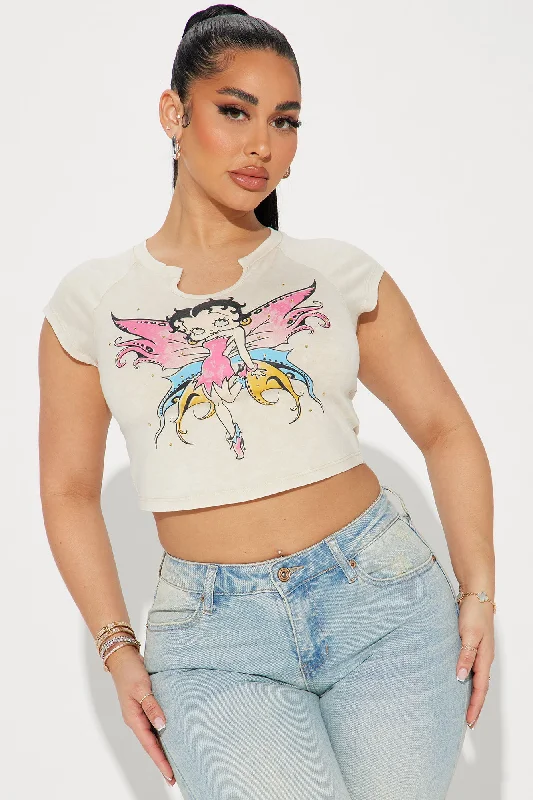 Betty Boop Fairy Rhinestone Tee - Cream/combo