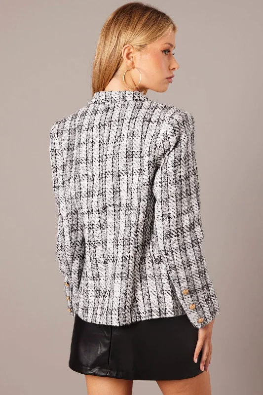 Black Check Blazer Long Sleeve