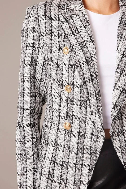 Black Check Blazer Long Sleeve