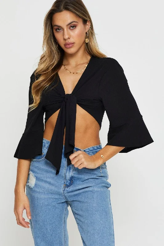 Black Crop Cardigan Long Sleeve