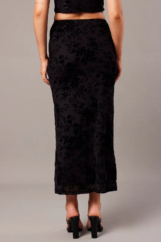 Black Maxi Skirt Burn Out