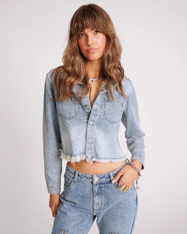 BLUE BLOSSOM LONG SLEEVE DENIM BRAXTON TOP