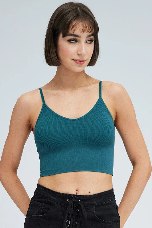 Blue Crop Singlet Top Seamless