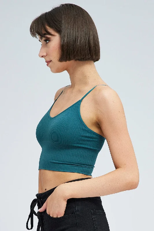 Blue Crop Singlet Top Seamless