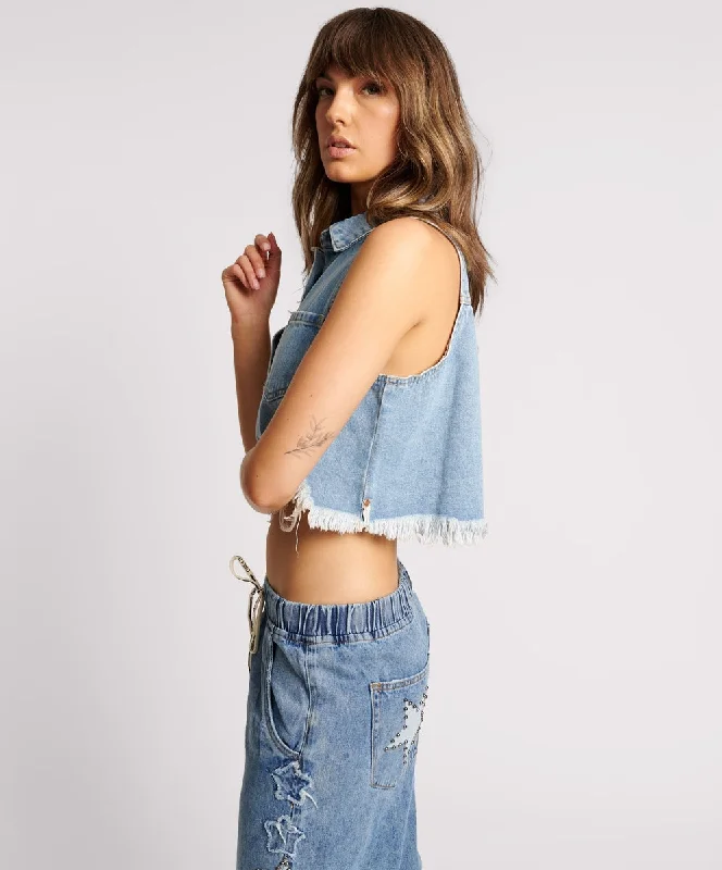 BOLT BLUE CROPPED BRAXTON TOP