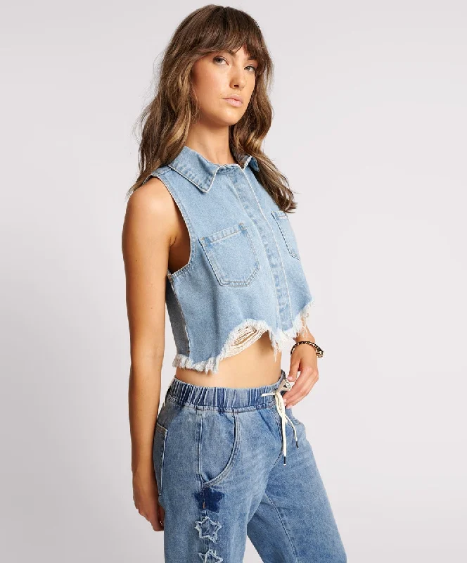 BOLT BLUE CROPPED BRAXTON TOP