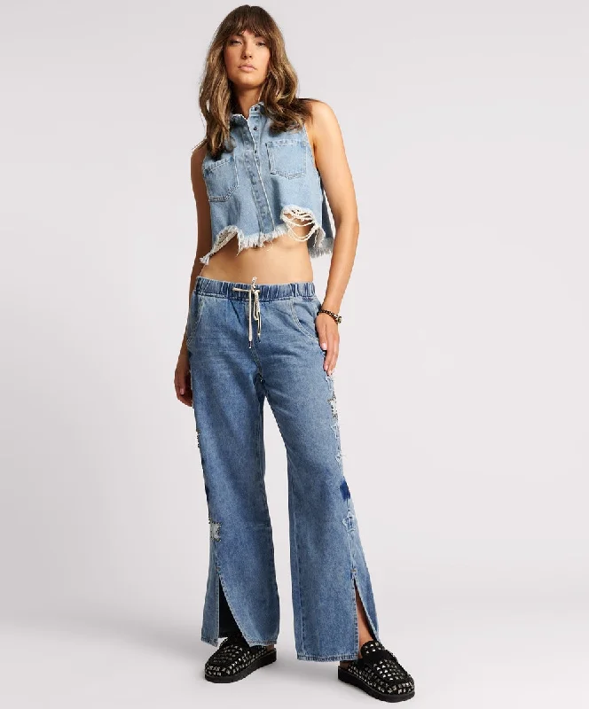 BOLT BLUE CROPPED BRAXTON TOP