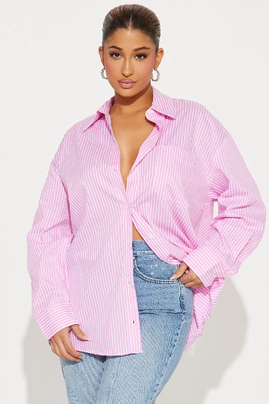 Business Casual Striped Shirt - Pink/combo