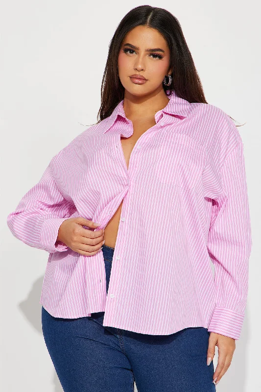 Business Casual Striped Shirt - Pink/combo