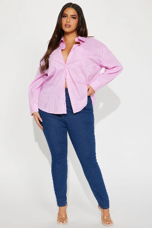 Business Casual Striped Shirt - Pink/combo