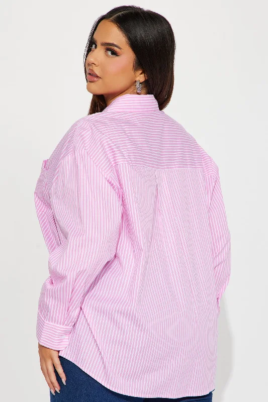 Business Casual Striped Shirt - Pink/combo