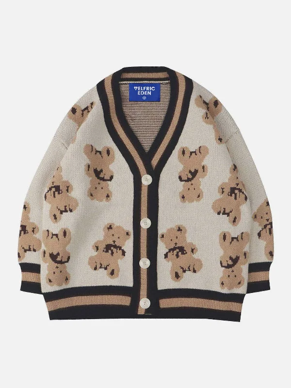 Aelfric Eden Cartoon Bear Print Knit Cardigan