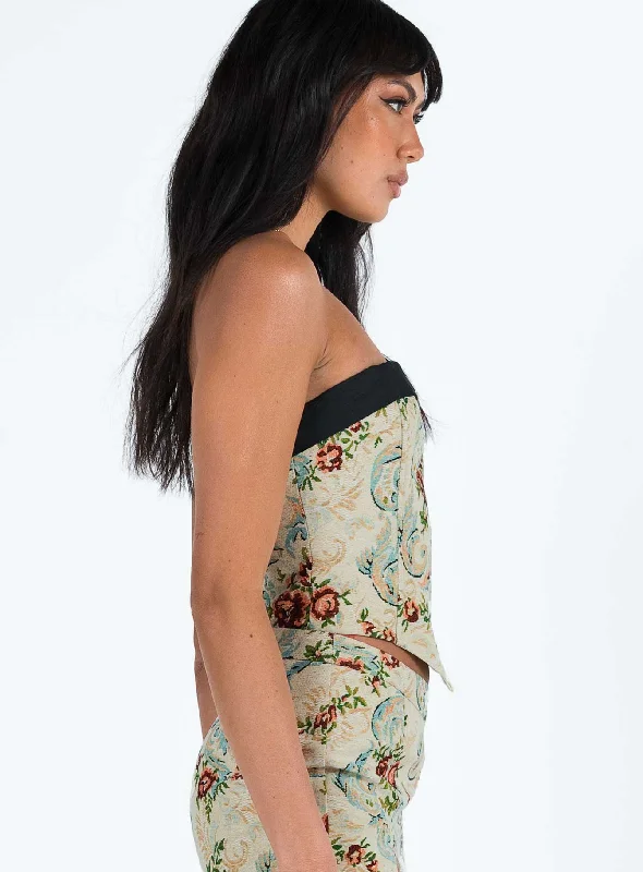 Cazale Strapless Top Tapestry Multi