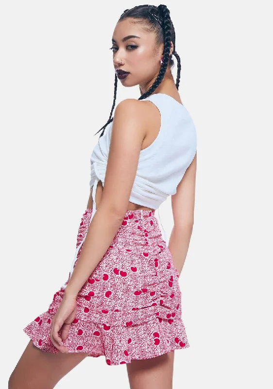 Cherry Print Mini Skirt