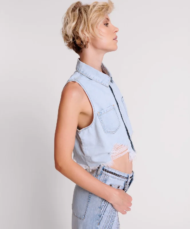 CLASSIC BLUE BRAXTON DENIM TOP