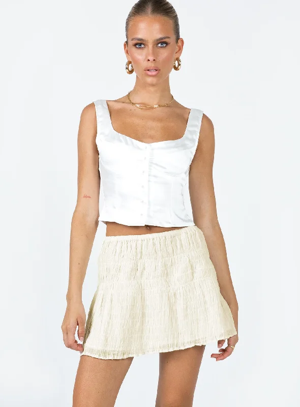 Crinkle Cotton Mini Skirt Ivory