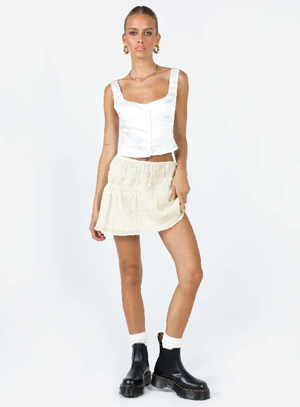 Crinkle Cotton Mini Skirt Ivory