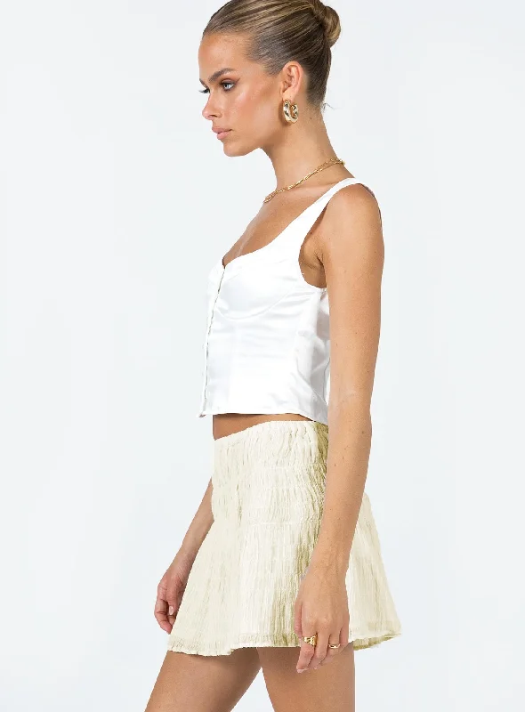 Crinkle Cotton Mini Skirt Ivory