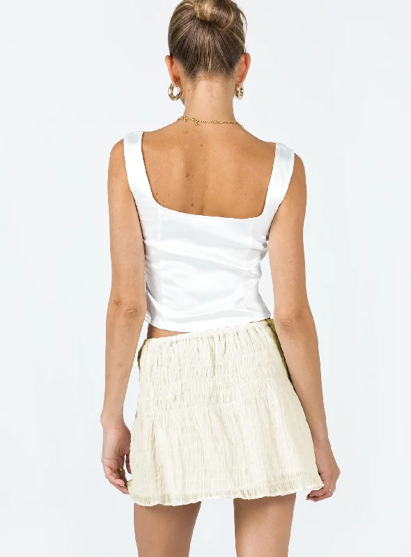 Crinkle Cotton Mini Skirt Ivory