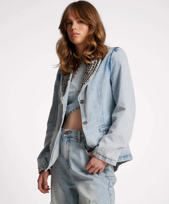 DIAMONDE STUDDED DENIM BLAZER