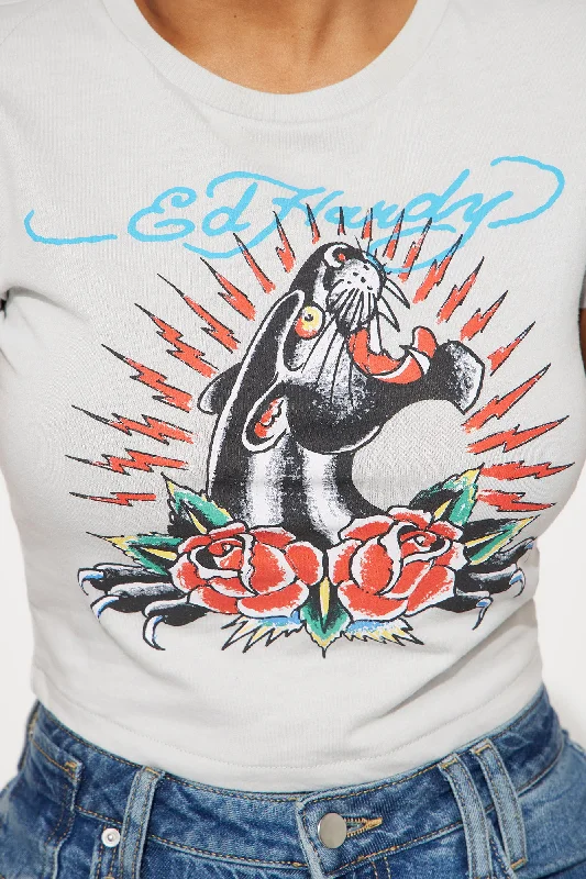 Ed Hardy Panther Burnout Fitted Tee - Grey