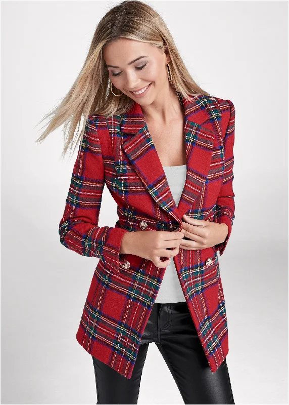 Plaid blazer - Red Multi