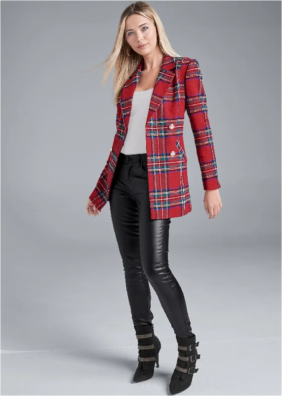 Plaid blazer - Red Multi