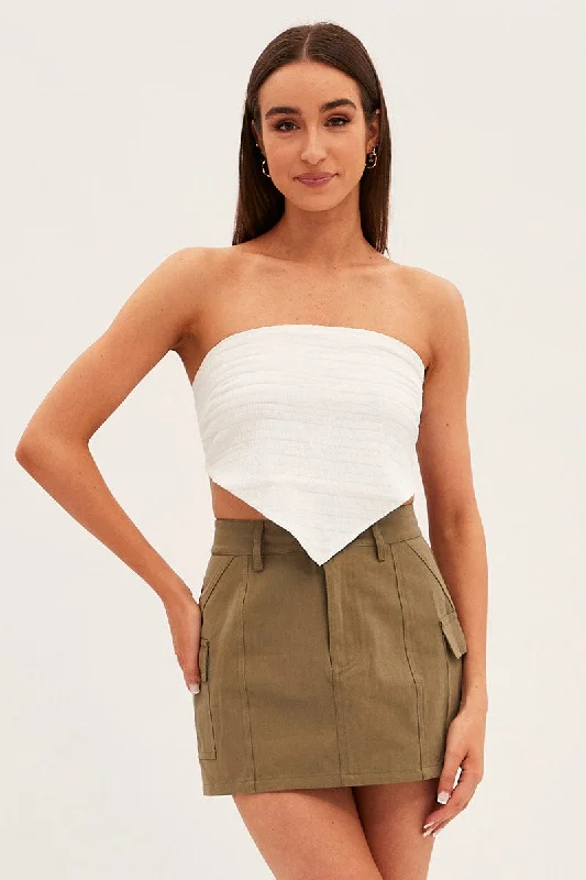 Green Cargo Skirt Mini Mid Rise